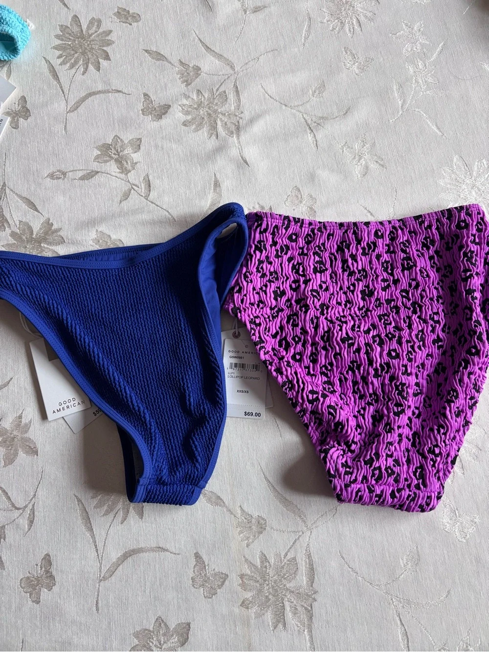 $482 Bundle 8 Pieces NWT Good American Bathing Suit XXS/XS Bikini Bottoms & Tops